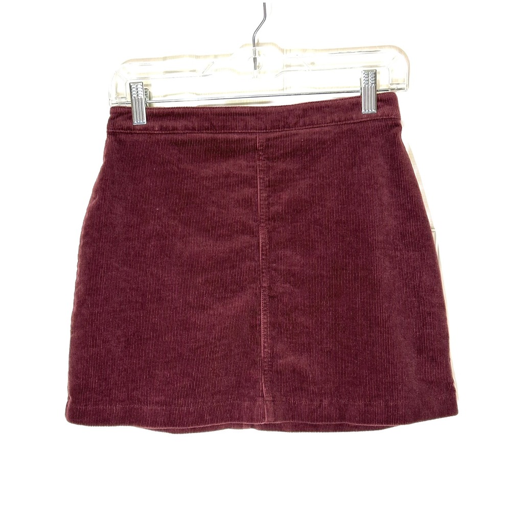 Forever 21 Burgundy Corduroy Mini Skirt Womens Small‎ Dark Red Ribbed A-Line